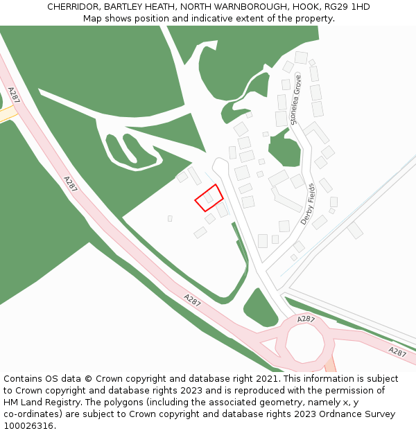 CHERRIDOR, BARTLEY HEATH, NORTH WARNBOROUGH, HOOK, RG29 1HD: Location map and indicative extent of plot