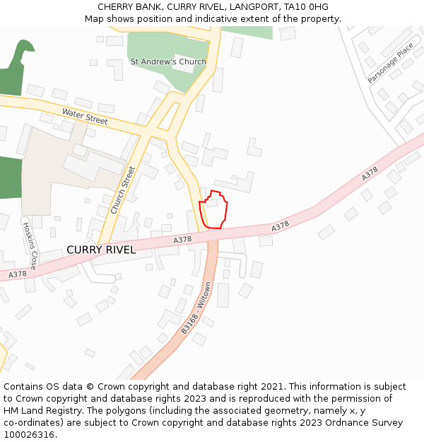 CHERRY BANK, CURRY RIVEL, LANGPORT, TA10 0HG: Location map and indicative extent of plot