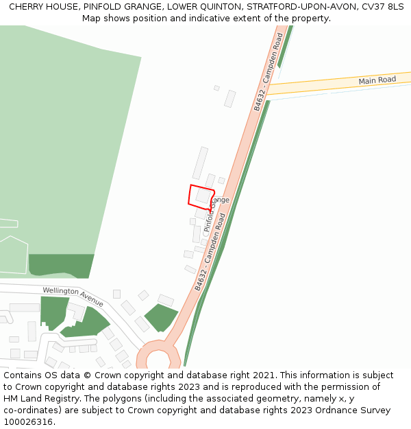 CHERRY HOUSE, PINFOLD GRANGE, LOWER QUINTON, STRATFORD-UPON-AVON, CV37 8LS: Location map and indicative extent of plot