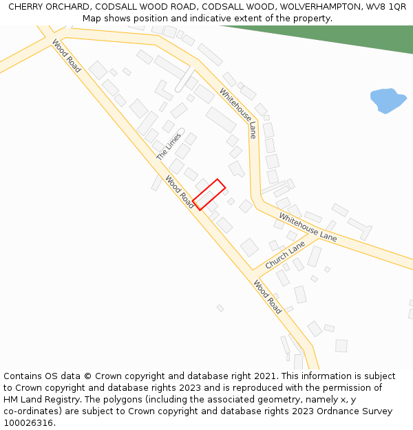 CHERRY ORCHARD, CODSALL WOOD ROAD, CODSALL WOOD, WOLVERHAMPTON, WV8 1QR: Location map and indicative extent of plot