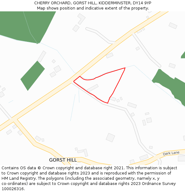 CHERRY ORCHARD, GORST HILL, KIDDERMINSTER, DY14 9YP: Location map and indicative extent of plot