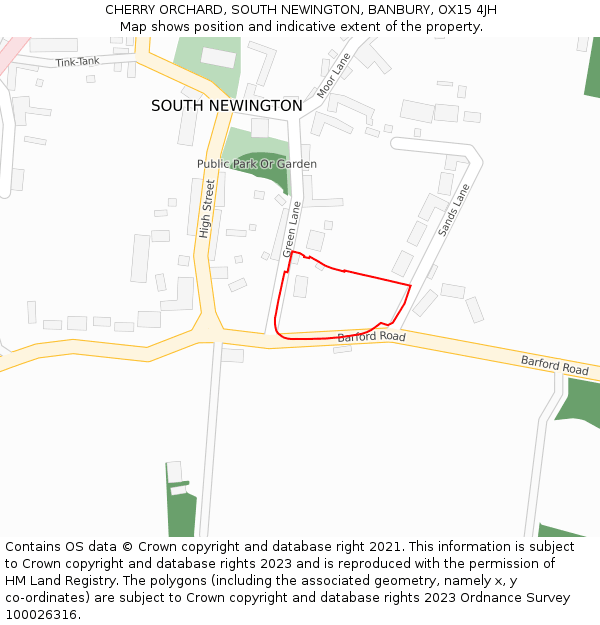 CHERRY ORCHARD, SOUTH NEWINGTON, BANBURY, OX15 4JH: Location map and indicative extent of plot