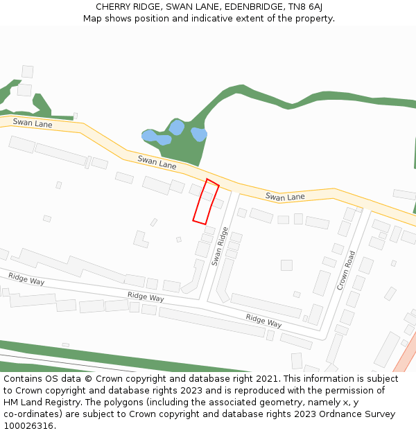 CHERRY RIDGE, SWAN LANE, EDENBRIDGE, TN8 6AJ: Location map and indicative extent of plot