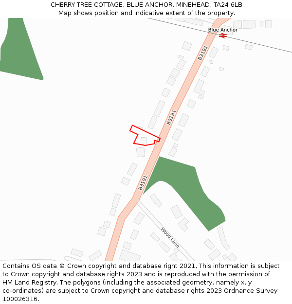 CHERRY TREE COTTAGE, BLUE ANCHOR, MINEHEAD, TA24 6LB: Location map and indicative extent of plot