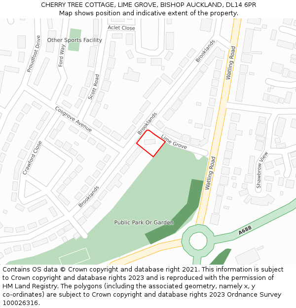 CHERRY TREE COTTAGE, LIME GROVE, BISHOP AUCKLAND, DL14 6PR: Location map and indicative extent of plot