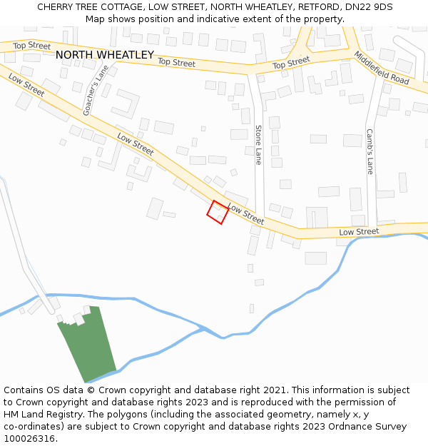 CHERRY TREE COTTAGE, LOW STREET, NORTH WHEATLEY, RETFORD, DN22 9DS: Location map and indicative extent of plot