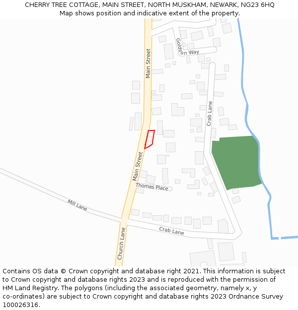 CHERRY TREE COTTAGE, MAIN STREET, NORTH MUSKHAM, NEWARK, NG23 6HQ: Location map and indicative extent of plot