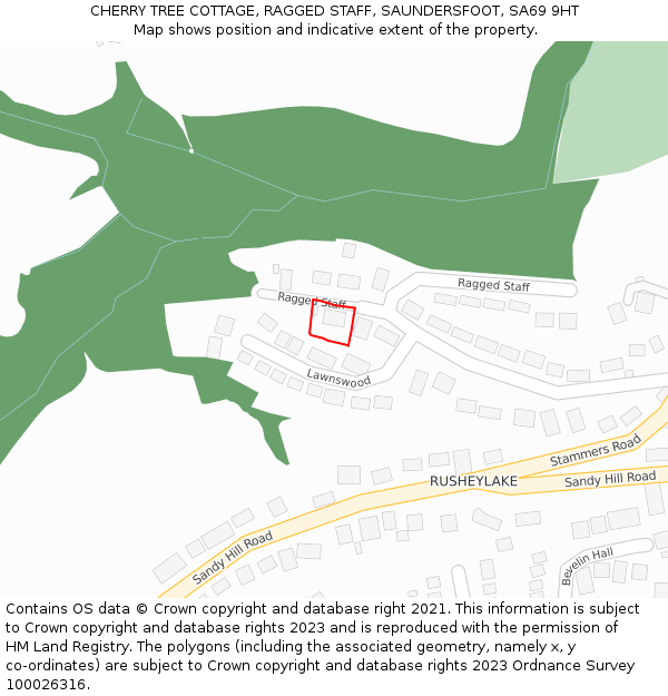 CHERRY TREE COTTAGE, RAGGED STAFF, SAUNDERSFOOT, SA69 9HT: Location map and indicative extent of plot