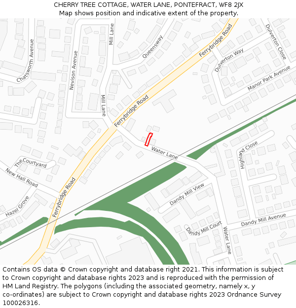 CHERRY TREE COTTAGE, WATER LANE, PONTEFRACT, WF8 2JX: Location map and indicative extent of plot