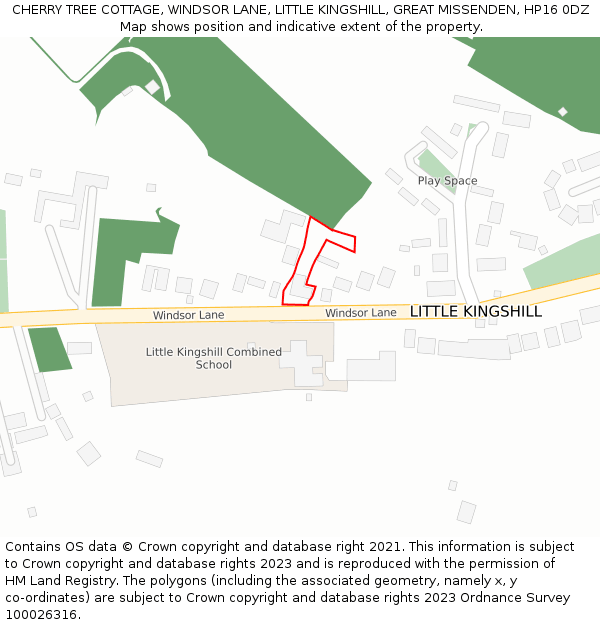 CHERRY TREE COTTAGE, WINDSOR LANE, LITTLE KINGSHILL, GREAT MISSENDEN, HP16 0DZ: Location map and indicative extent of plot