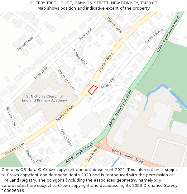 CHERRY TREE HOUSE, CANNON STREET, NEW ROMNEY, TN28 8BJ: Location map and indicative extent of plot