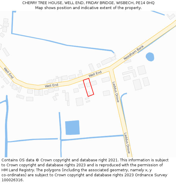 CHERRY TREE HOUSE, WELL END, FRIDAY BRIDGE, WISBECH, PE14 0HQ: Location map and indicative extent of plot