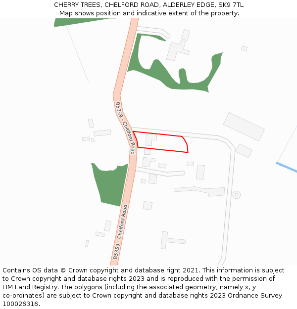 CHERRY TREES, CHELFORD ROAD, ALDERLEY EDGE, SK9 7TL: Location map and indicative extent of plot