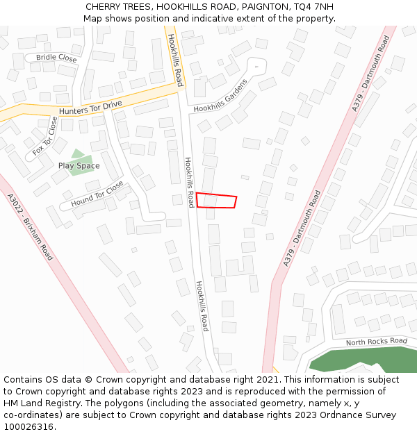 CHERRY TREES, HOOKHILLS ROAD, PAIGNTON, TQ4 7NH: Location map and indicative extent of plot