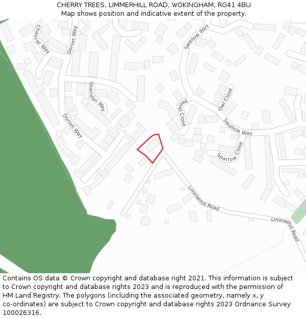 CHERRY TREES, LIMMERHILL ROAD, WOKINGHAM, RG41 4BU: Location map and indicative extent of plot