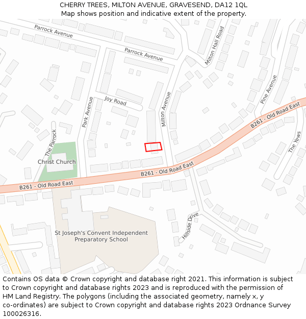 CHERRY TREES, MILTON AVENUE, GRAVESEND, DA12 1QL: Location map and indicative extent of plot