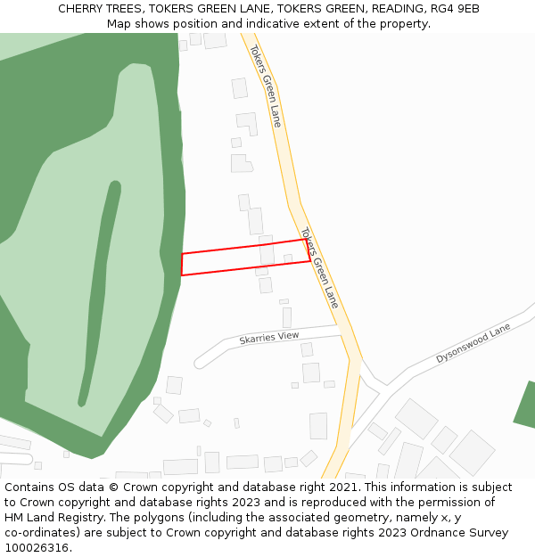 CHERRY TREES, TOKERS GREEN LANE, TOKERS GREEN, READING, RG4 9EB: Location map and indicative extent of plot