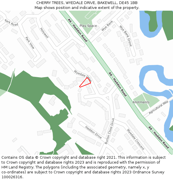 CHERRY TREES, WYEDALE DRIVE, BAKEWELL, DE45 1BB: Location map and indicative extent of plot