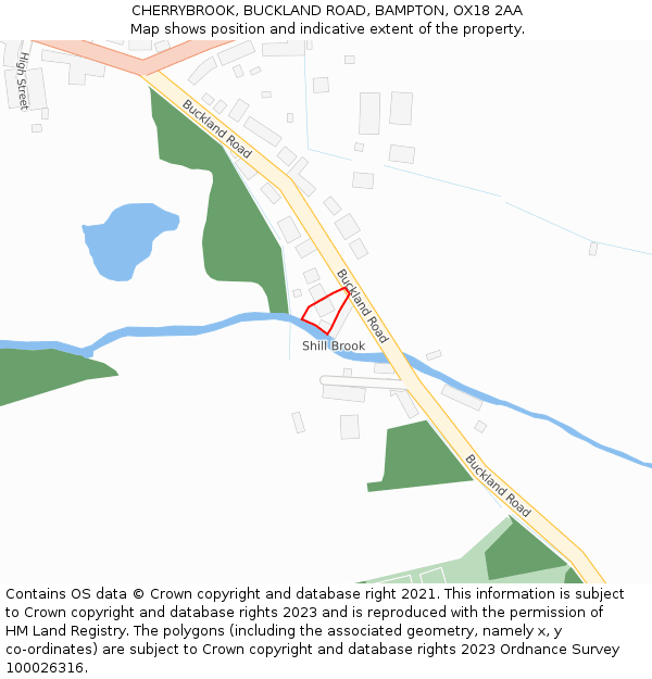 CHERRYBROOK, BUCKLAND ROAD, BAMPTON, OX18 2AA: Location map and indicative extent of plot