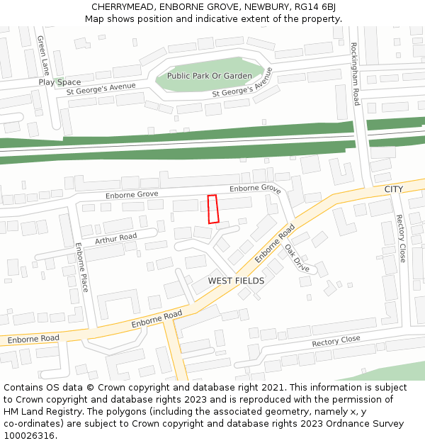 CHERRYMEAD, ENBORNE GROVE, NEWBURY, RG14 6BJ: Location map and indicative extent of plot