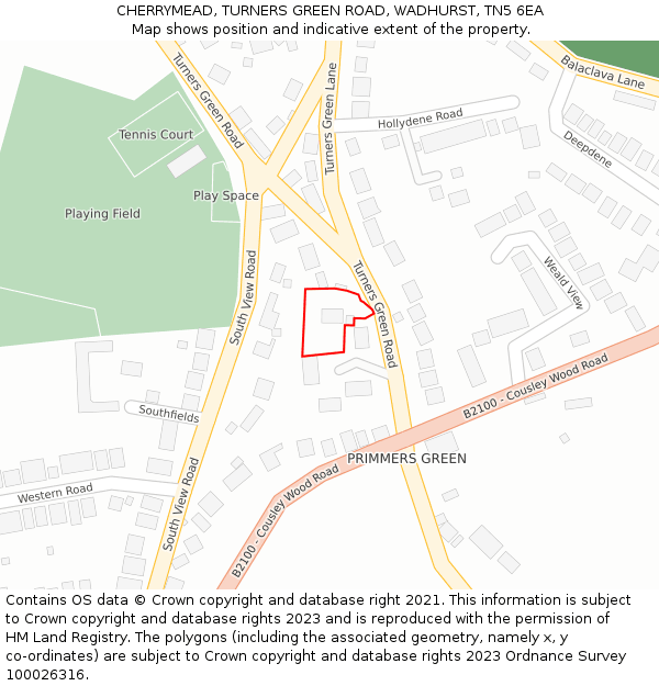 CHERRYMEAD, TURNERS GREEN ROAD, WADHURST, TN5 6EA: Location map and indicative extent of plot