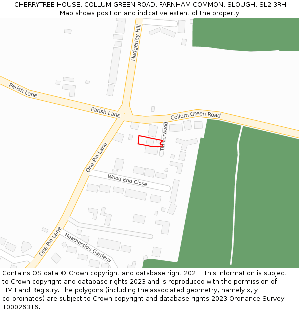 CHERRYTREE HOUSE, COLLUM GREEN ROAD, FARNHAM COMMON, SLOUGH, SL2 3RH: Location map and indicative extent of plot