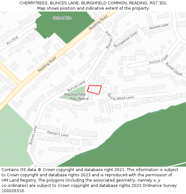 CHERRYTREES, BUNCES LANE, BURGHFIELD COMMON, READING, RG7 3DL: Location map and indicative extent of plot