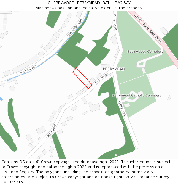 CHERRYWOOD, PERRYMEAD, BATH, BA2 5AY: Location map and indicative extent of plot