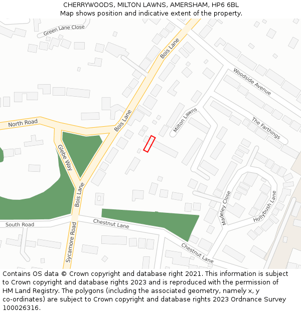 CHERRYWOODS, MILTON LAWNS, AMERSHAM, HP6 6BL: Location map and indicative extent of plot