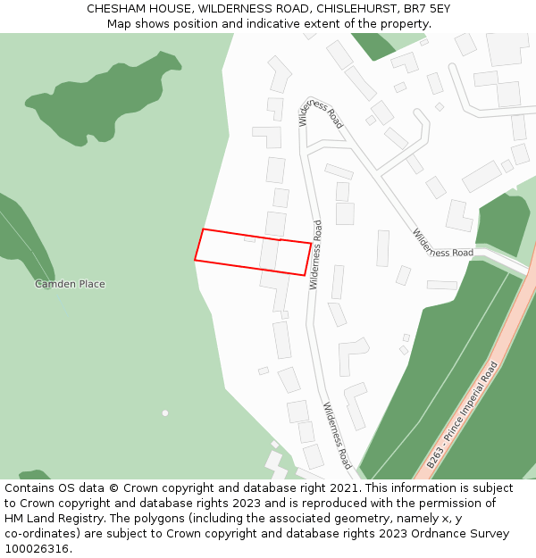 CHESHAM HOUSE, WILDERNESS ROAD, CHISLEHURST, BR7 5EY: Location map and indicative extent of plot