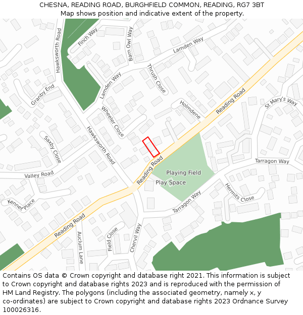 CHESNA, READING ROAD, BURGHFIELD COMMON, READING, RG7 3BT: Location map and indicative extent of plot