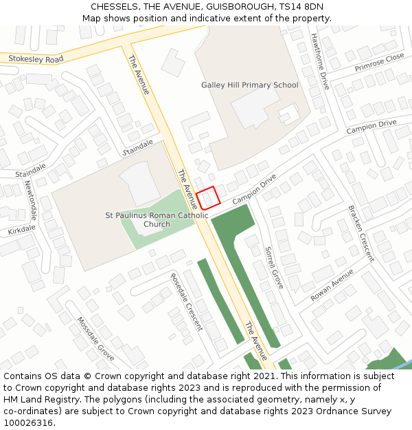 CHESSELS, THE AVENUE, GUISBOROUGH, TS14 8DN: Location map and indicative extent of plot