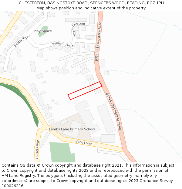 CHESTERTON, BASINGSTOKE ROAD, SPENCERS WOOD, READING, RG7 1PH: Location map and indicative extent of plot