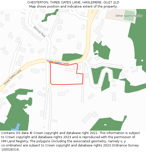 CHESTERTON, THREE GATES LANE, HASLEMERE, GU27 2LD: Location map and indicative extent of plot