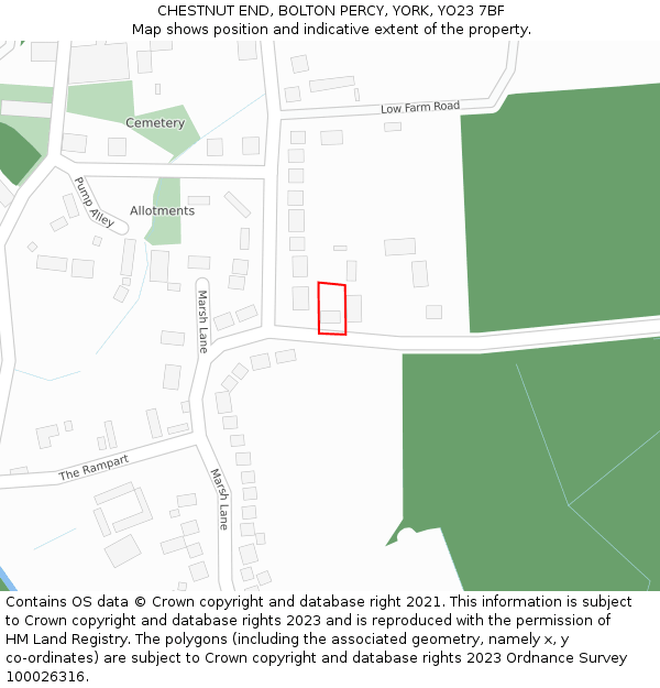 CHESTNUT END, BOLTON PERCY, YORK, YO23 7BF: Location map and indicative extent of plot