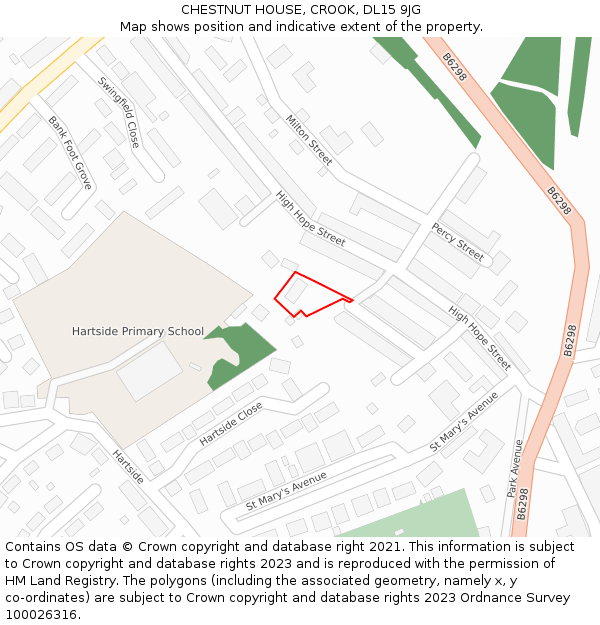 CHESTNUT HOUSE, CROOK, DL15 9JG: Location map and indicative extent of plot