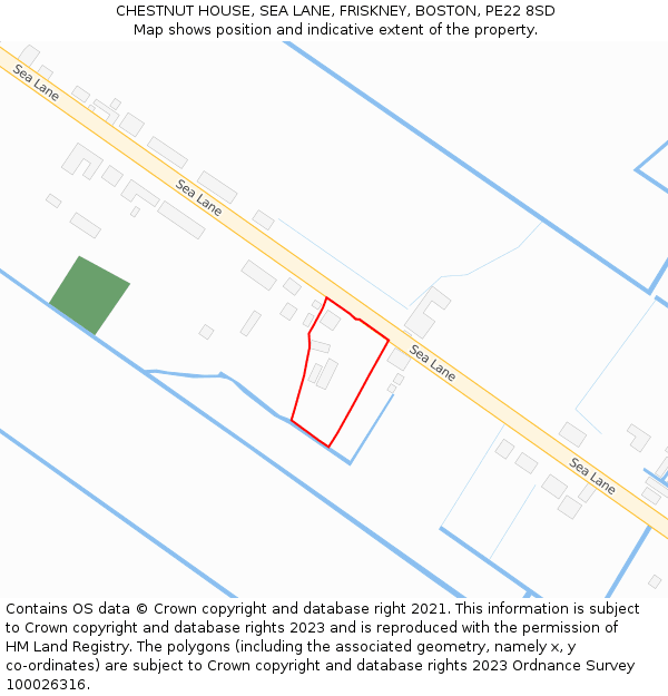 CHESTNUT HOUSE, SEA LANE, FRISKNEY, BOSTON, PE22 8SD: Location map and indicative extent of plot