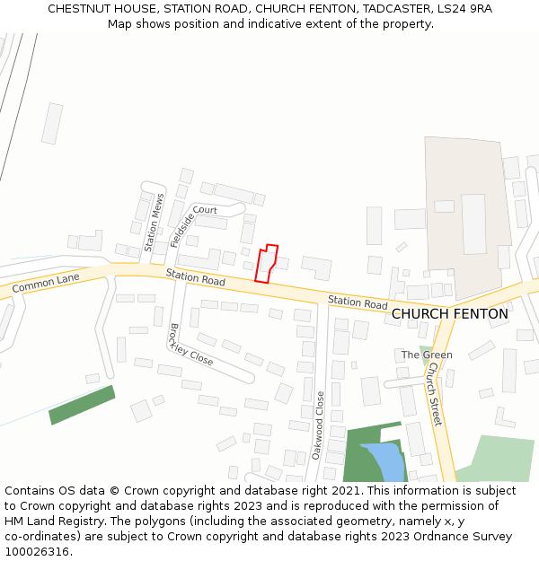 CHESTNUT HOUSE, STATION ROAD, CHURCH FENTON, TADCASTER, LS24 9RA: Location map and indicative extent of plot