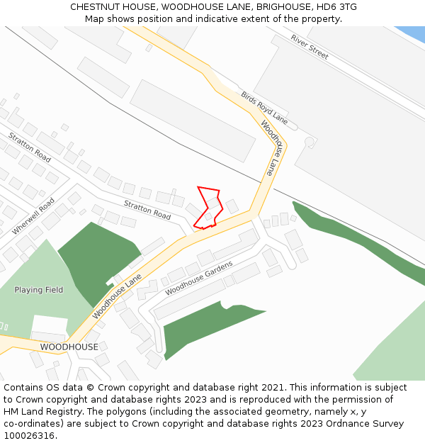 CHESTNUT HOUSE, WOODHOUSE LANE, BRIGHOUSE, HD6 3TG: Location map and indicative extent of plot