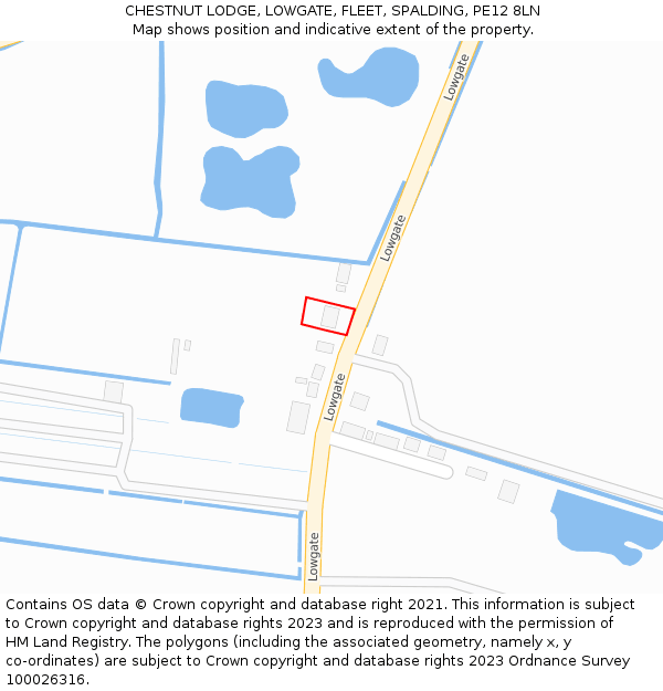 CHESTNUT LODGE, LOWGATE, FLEET, SPALDING, PE12 8LN: Location map and indicative extent of plot