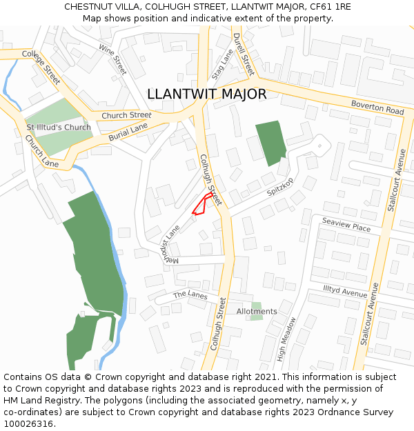 CHESTNUT VILLA, COLHUGH STREET, LLANTWIT MAJOR, CF61 1RE: Location map and indicative extent of plot