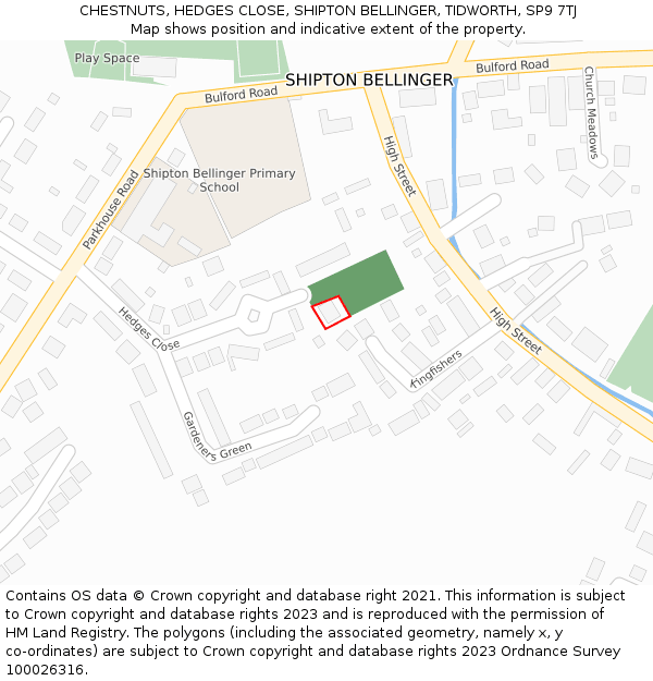 CHESTNUTS, HEDGES CLOSE, SHIPTON BELLINGER, TIDWORTH, SP9 7TJ: Location map and indicative extent of plot