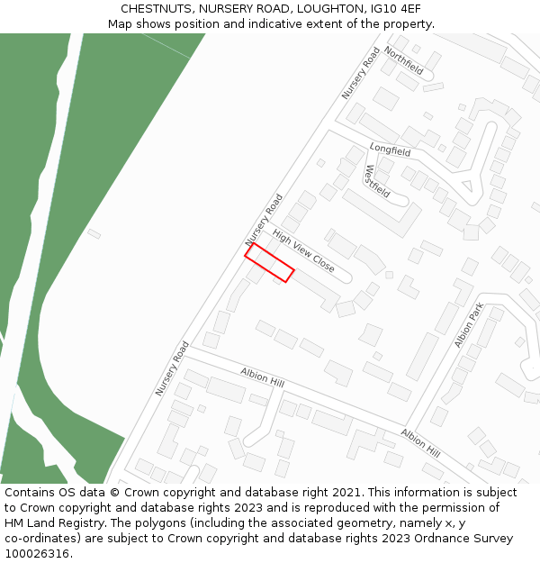 CHESTNUTS, NURSERY ROAD, LOUGHTON, IG10 4EF: Location map and indicative extent of plot