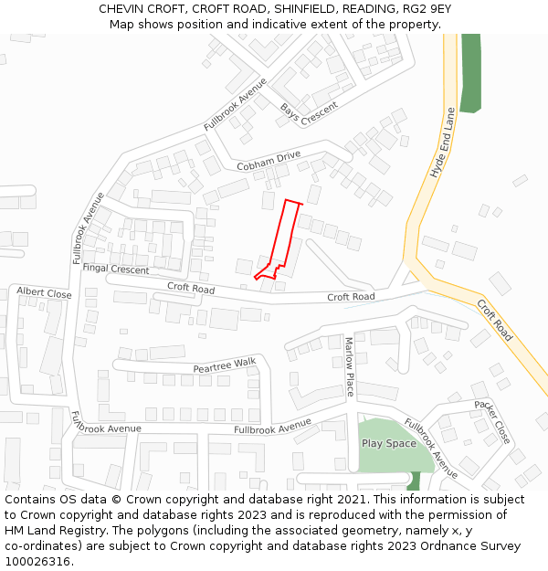 CHEVIN CROFT, CROFT ROAD, SHINFIELD, READING, RG2 9EY: Location map and indicative extent of plot