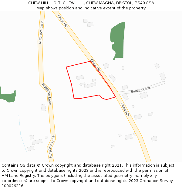 CHEW HILL HOLT, CHEW HILL, CHEW MAGNA, BRISTOL, BS40 8SA: Location map and indicative extent of plot