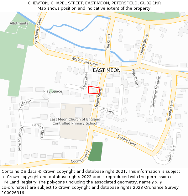 CHEWTON, CHAPEL STREET, EAST MEON, PETERSFIELD, GU32 1NR: Location map and indicative extent of plot