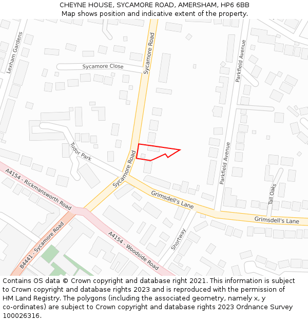 CHEYNE HOUSE, SYCAMORE ROAD, AMERSHAM, HP6 6BB: Location map and indicative extent of plot