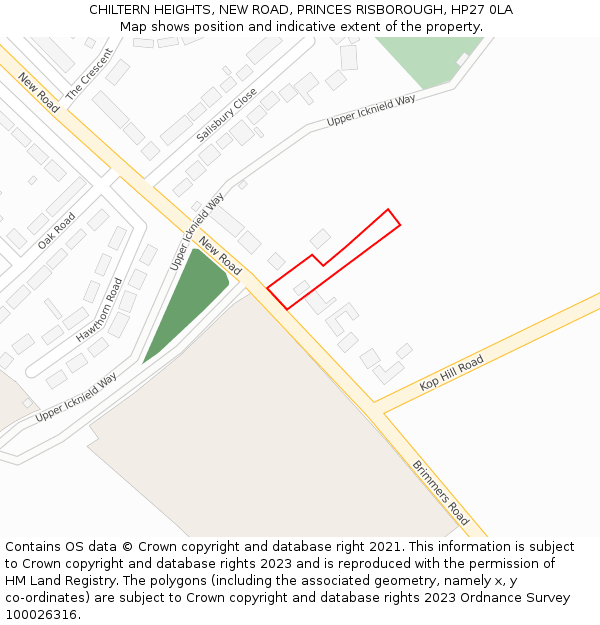 CHILTERN HEIGHTS, NEW ROAD, PRINCES RISBOROUGH, HP27 0LA: Location map and indicative extent of plot