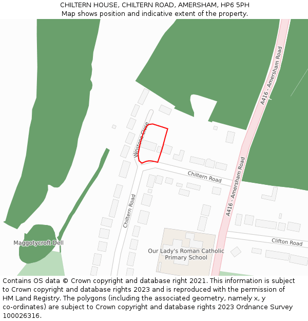 CHILTERN HOUSE, CHILTERN ROAD, AMERSHAM, HP6 5PH: Location map and indicative extent of plot