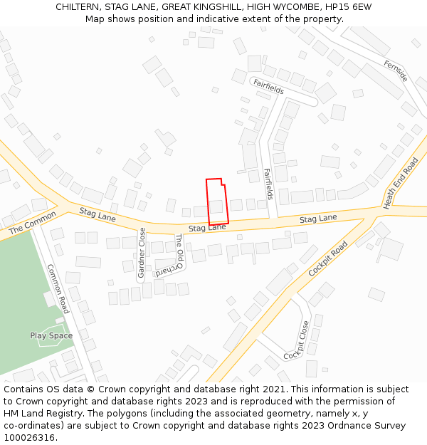 CHILTERN, STAG LANE, GREAT KINGSHILL, HIGH WYCOMBE, HP15 6EW: Location map and indicative extent of plot